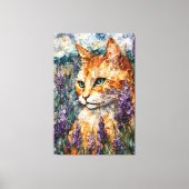 ラベンダー畑の美しい生姜の猫 キャンバスプリント (正面)