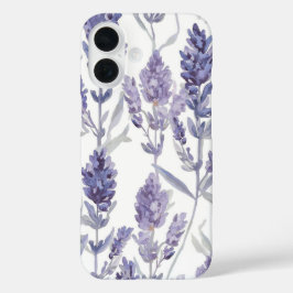 ラベンダー畑 | パープルの水彩花柄 iPhone 16ケース