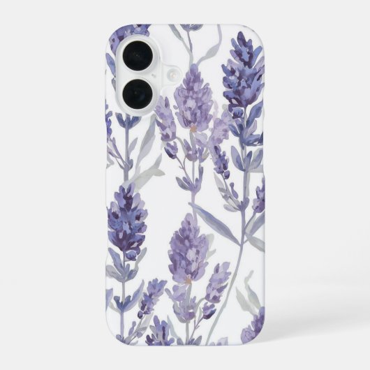ラベンダー畑 | パープルの水彩花柄 iPhone 16ケース (裏面)