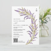 ラベンダー秋秋フローラ水彩QR 結婚's 招待状 (スタンド正面)