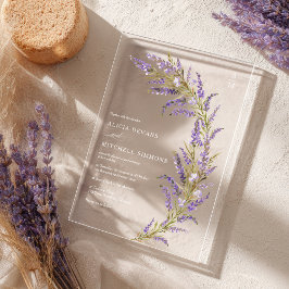 ラベンダー秋秋フローラ水結婚色の アクリル招待状