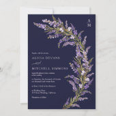 ラベンダー秋秋フローラ水結婚色の 招待状 (正面)