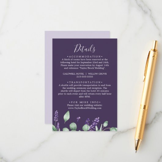 ラベンダー素朴パープル詳細エンクロージャカード エンクロージャーカード (正面/裏面インサイチュ)