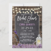 ラベンダー素朴フラワーホワイトランタンブライダルシャワー 招待状 (正面)