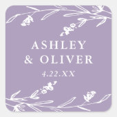 ラベンダー素朴フローラワイルドフラワー結婚式の引き出物 スクエアシール (正面)