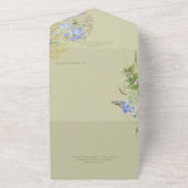 ラベンダー素朴ワイルドフラワーセージ緑のディナー オールインワン招待状 (外側)
