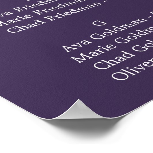 ラベンダー素朴紫色のアルファベットの座席表 ポスター (角)