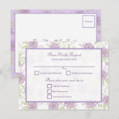 ラベンダー紫のバラの結婚式RSVP シーズンポストカード (正面/裏面)