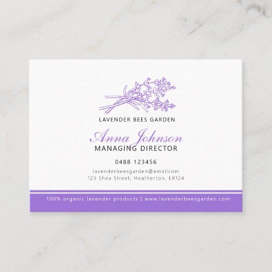 ラベンダー紫の会社の写真カスタム横 名刺 (正面)