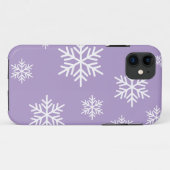 ラベンダー紫の地に上品な北欧風雪の結晶 Case-Mate iPhoneケース (裏面(横))