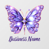 ラベンダー紫の宝石 バタフライ ウィンドウサイン (シート)