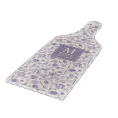 ラベンダー紫の水彩花柄フラワー模様 カッティングボード (角)