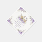 ラベンダー紫の花と鹿のベビーシャワー スタンダードカクテルナプキン (角)