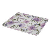 ラベンダー紫の花の水彩植物画 カッティングボード (角)