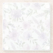 ラベンダー紫の花の水彩植物画 ガラスコースター (裏面)