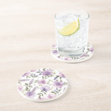 ラベンダー紫の花の水彩植物画
