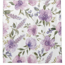 ラベンダー紫の花の水彩植物画
