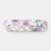 ラベンダー紫の花の水彩植物画 スケートボード (横)