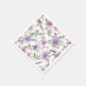 ラベンダー紫の花の水彩植物画 スタンダードカクテルナプキン (角)