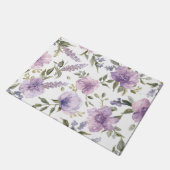 ラベンダー紫の花の水彩植物画 ドアマット (アングル)