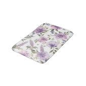 ラベンダー紫の花の水彩植物画 バスマット (アングル)