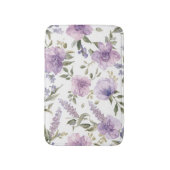 ラベンダー紫の花の水彩植物画 バスマット (正面縦)