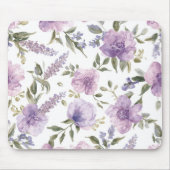ラベンダー紫の花の水彩植物画 マウスパッド (正面)