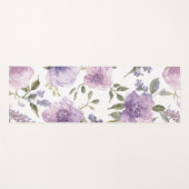 ラベンダー紫の花の水彩植物画 ヨガマット (正面(横))