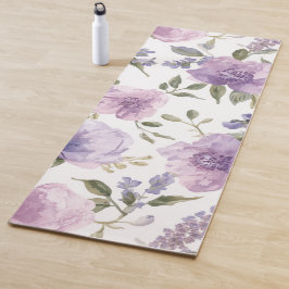 ラベンダー紫の花の水彩植物画 ヨガマット