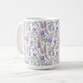 ラベンダー紫の花柄 コテージコア コーヒーマグカップ (正面左)