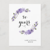 ラベンダー紫の花 50周年記念結婚式 ポストカード (正面)