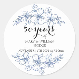 ラベンダー紫の花 50周年記念 ラウンドシール