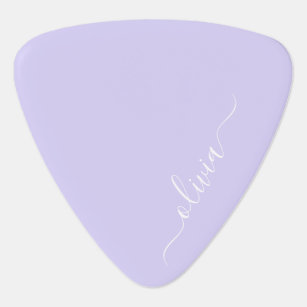 ラベンダー紫モダンのスクリガーリープトモノグラム名 ギターピック