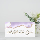 ラベンダー紫色のアゲイトのギフト券 (スタンド正面)