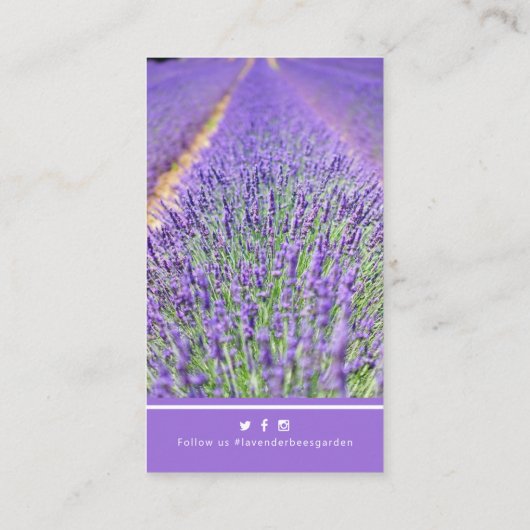 ラベンダー紫色の会社の写真カスタム 名刺 (裏面)