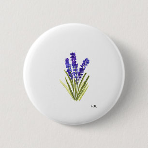 ラベンダー紫色の花ハーブ庭の水色 缶バッジ