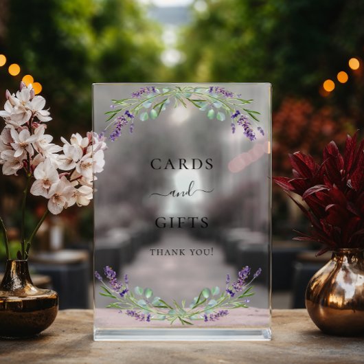 ラベンダー結婚のユーカリの緑のカードのギフト アクリルサイン