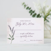 ラベンダー結婚の応答カード 出欠カード (スタンド正面)