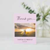 ラベンダー結婚の感謝の写真はがき ポストカード (スタンド正面)