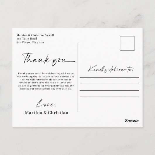 ラベンダー結婚の感謝の写真はがき ポストカード (裏面)