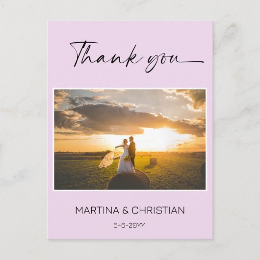 ラベンダー結婚の感謝の写真はがき ポストカード (正面)