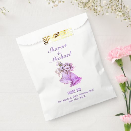 ラベンダー結婚の鐘のバッグ名と日付 フェイバーバッグ (封をした状態)