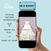 ラベンダー結婚ズガウンドレスブライダルシャワー 招待状