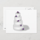 ラベンダー結婚バラ付き4層ケーキ ポストカード (正面/裏面)