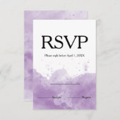 ラベンダー結婚パープルの水彩画デザイン 出欠カード (正面/裏面)
