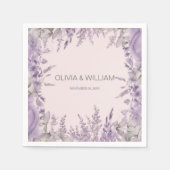 ラベンダー結婚フィールド スタンダードカクテルナプキン (正面)