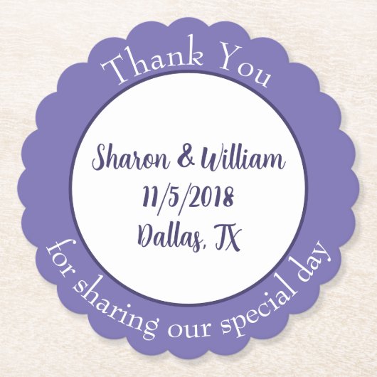 ラベンダー結婚式の引き出物 ペーパーコースター (正面)