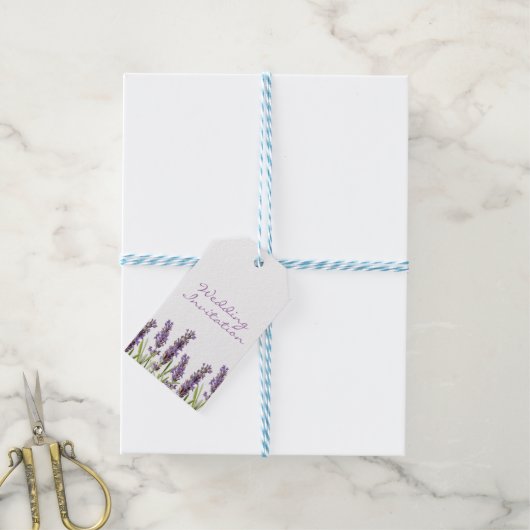 ラベンダー結婚式招待状ラベル ギフトタグ (より糸付き)