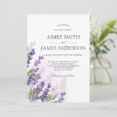 ラベンダー結婚式招待状素朴エレガントフローラ 招待状 (スタンド正面)