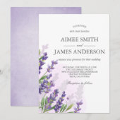 ラベンダー結婚式招待状素朴エレガントフローラ 招待状 (正面/裏面)